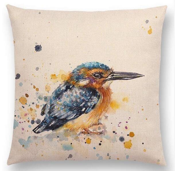 Exquisite Watercolor Lion Flowers Butterfly Lane Bird Wren Cushion Cover Ideal For Stylish Homes