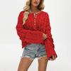 New Autumn and Winter Button Sweater Women's Clothing Hot Sale Loose Solid Color Pullover Short Knitted Sweater