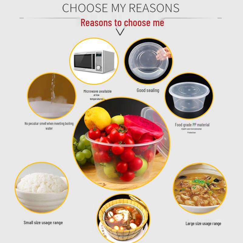 Clear Disposable Round Food Containers with Lids