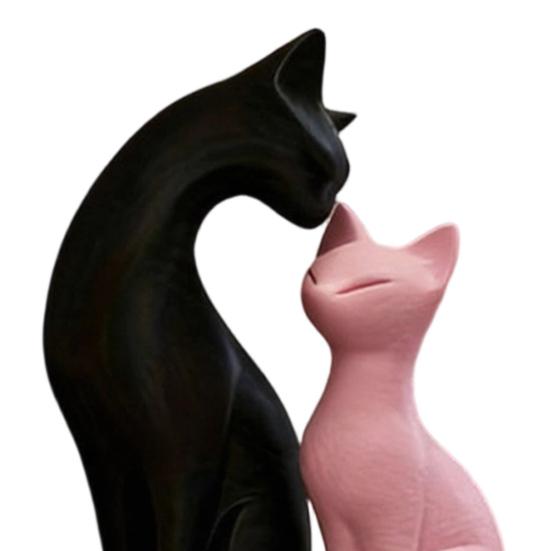Detachable Cat Couple Sculpture 3D Printed Elegant Couple Cat Figurine Romantic Cat Lover Ornament for Home Living Room Office Desk Decor