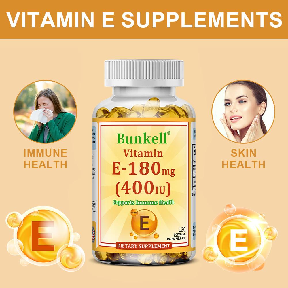 Vitamin E 400 IU (180mg) Softgels Dietary Supplement, 120 Rapid Release Softgels