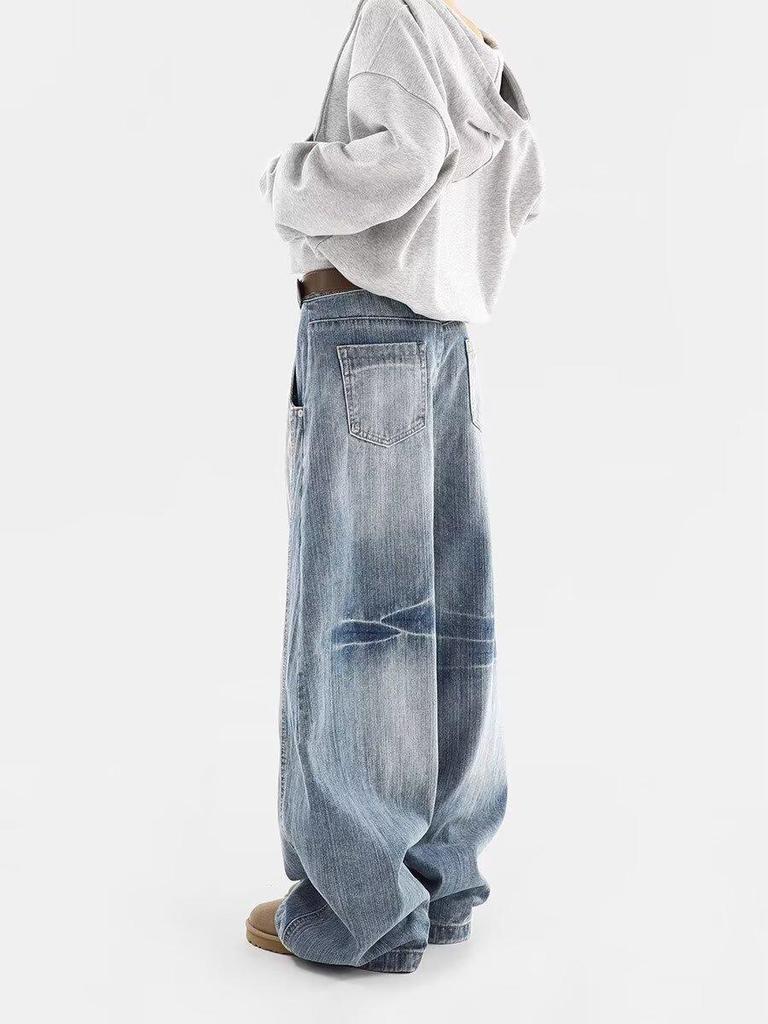 New Autumn/Winter Women's Distressed Retro Wide Leg Jeans