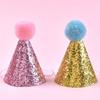 Birthday Pet Hat Dog Cats Headgear Birthday Costume Glittering Hat Studded Pompoms Dog Christmas Hat