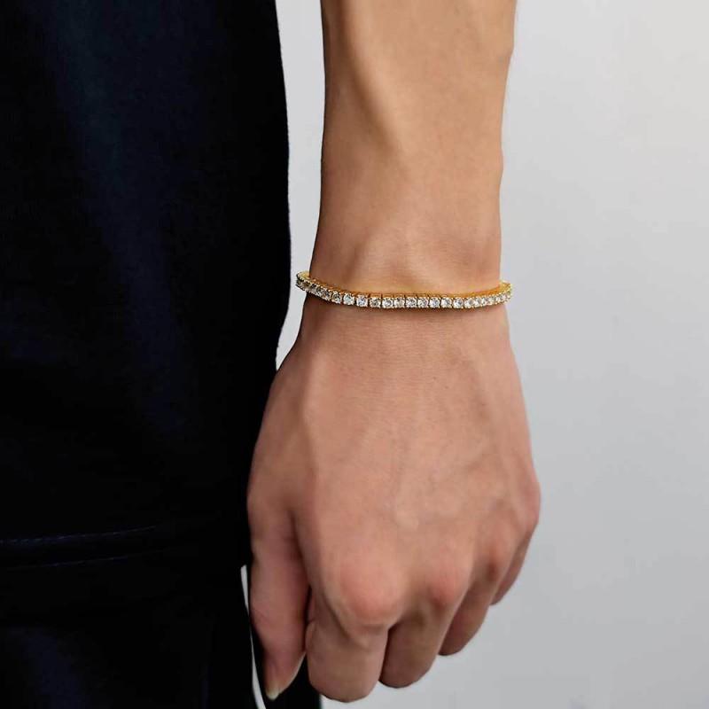 Tennis Chain Bracelet Men Women - Full Zirconia CZ Pave Design Hip Hop Style Copper In Gold Or White Finish 717.78cm