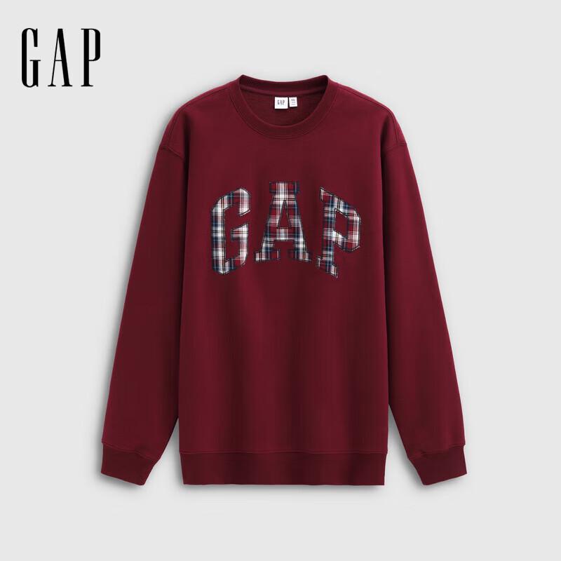Gap Unisex Fleece Pullover Sweatshirt with Plaid Embroidered Logo