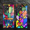 B-Britto Art Phone Case For Samsung S25 S24 FE S23 S22 S21 Plus S20 Ultra Note20Ultra Black Glass Cover