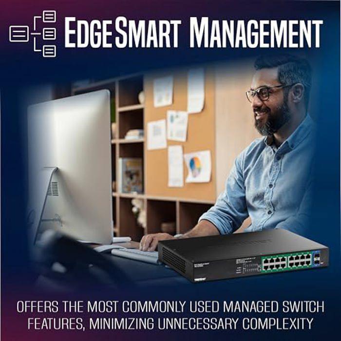 PoE+-Switch TRENDnet - TPE-TG182ES - 18 Ports - 240 W - 16 Ports Gigabit PoE+ - 2 Ports SFP