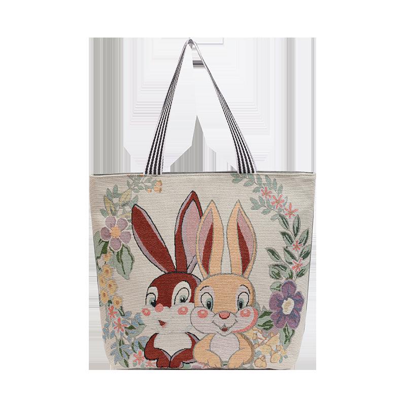 Goldfaden Canvas Tragetasche - Damen Cartoon Schulterhandtasche