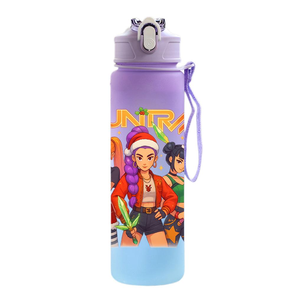 750Ml Water Bottle Christmas K-Pop Demon Hunters Printed Large Capacity Drinking Cup Portable Outdoor Sports Water Cup Children Kid Gift
