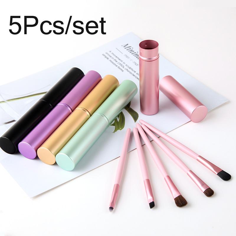 5Pcs Portable Eye Shadow Brush Set Professional Eyebrow Eyeliner Lip ...