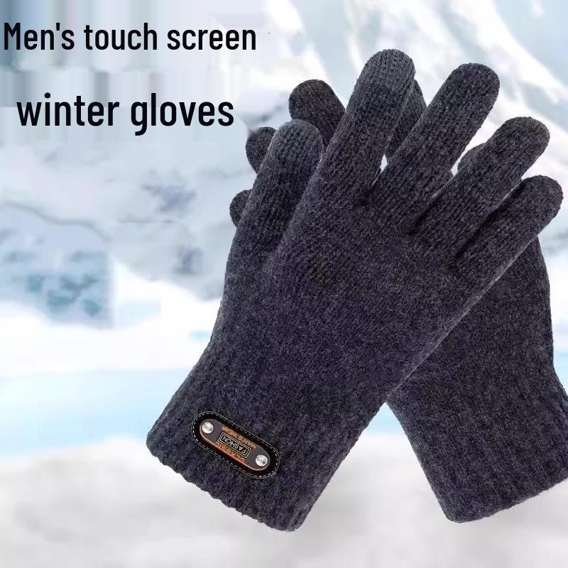 

Men s Touchscreen Wool Gloves - Winter Warm, Fleece-Lined, Double-Layer Coldproof