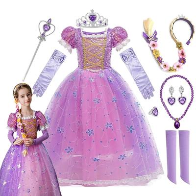 Princess Dress Cosplay for Kids Girls Kids Costume Luxury Set with Accessories Princess Cute Dress Princess Transformation Fancy Dress Christmas