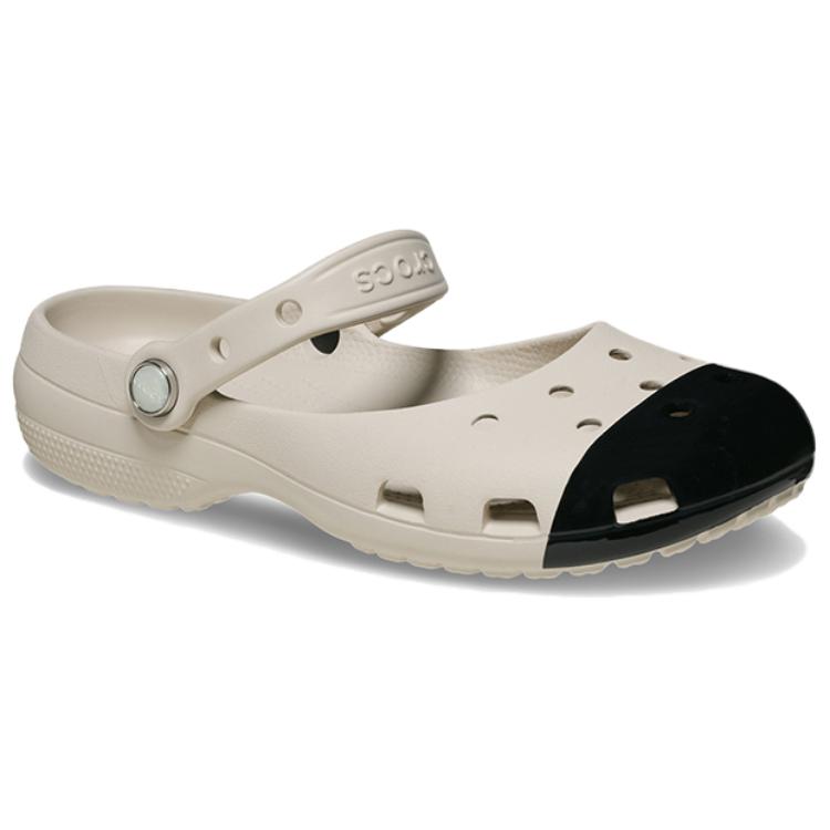Crocs Classic Color Block Ballet Clogs Women Clogs Beige Black 215962-2TP
