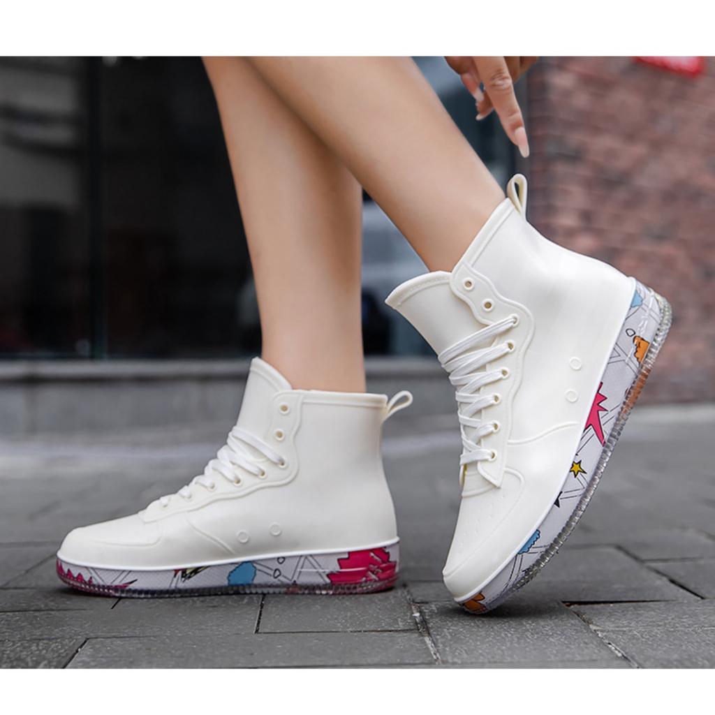 Fashion Graffiti Rain Shoes Men's and Women's Short Tube Outer Wear Adult Rain Boots Non-slip Waterproof Boots Rubber Shoes