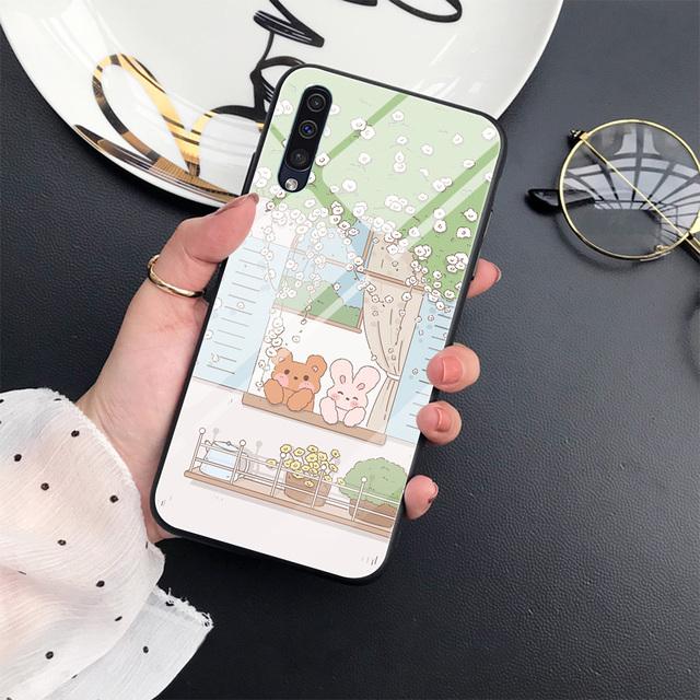 Cute Bear Duck Phone Case For Samsung Galaxy A72 A22 A21s A03 Core A52 A70 A71 A73 A53 A13 5g A03 A42 Tempered Glass Cover