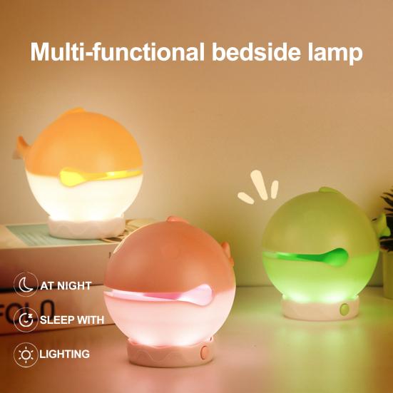 Wooden Fish Night Light Cute LED Lamp Nursery Nightlight for Kids Rechargeable Bedside Touch Lamp Fun Stress-Relieving Toy And Home Decor