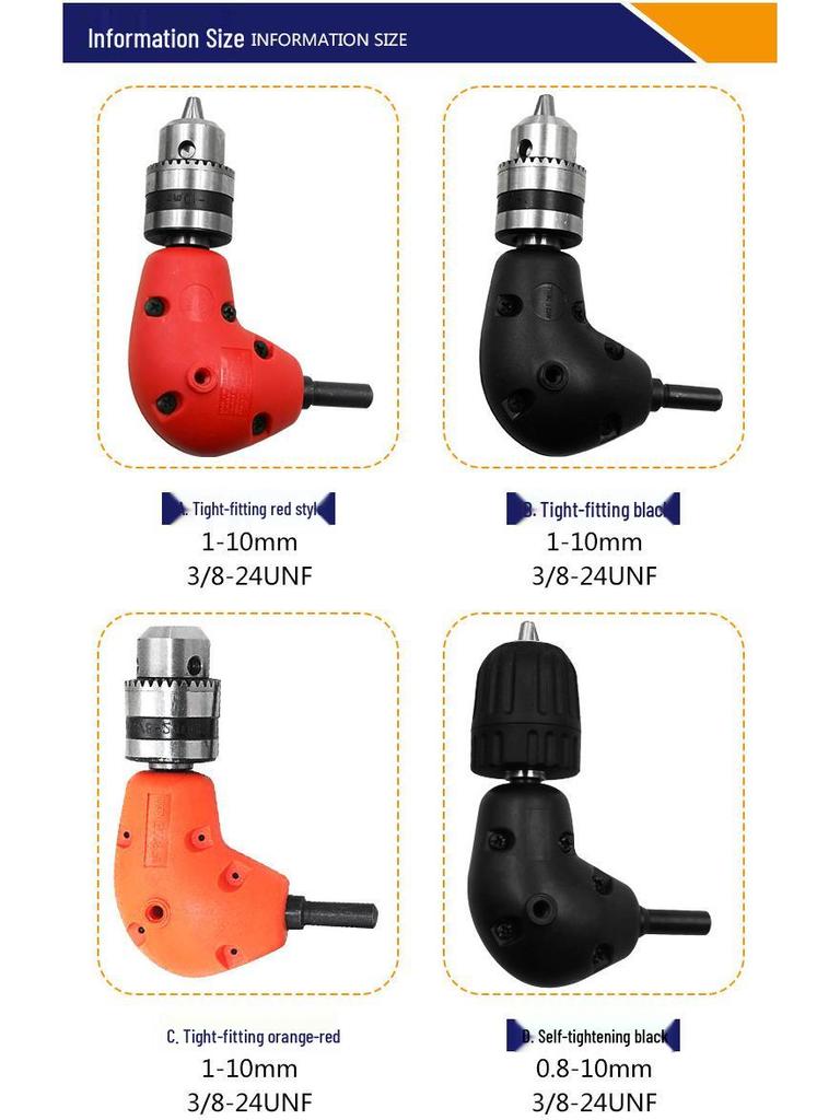 Right Angle 90° Electric Drill Adapter with Chuck Extension