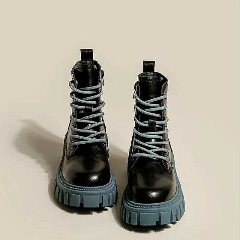 

Женские ботинки до середины икры, осенние ботинки на платформе со шнуровкой, женская сексуальная обувь, женские ботинки с круглым носком и мягкой подошвой, женские ботинки 38 чёрный