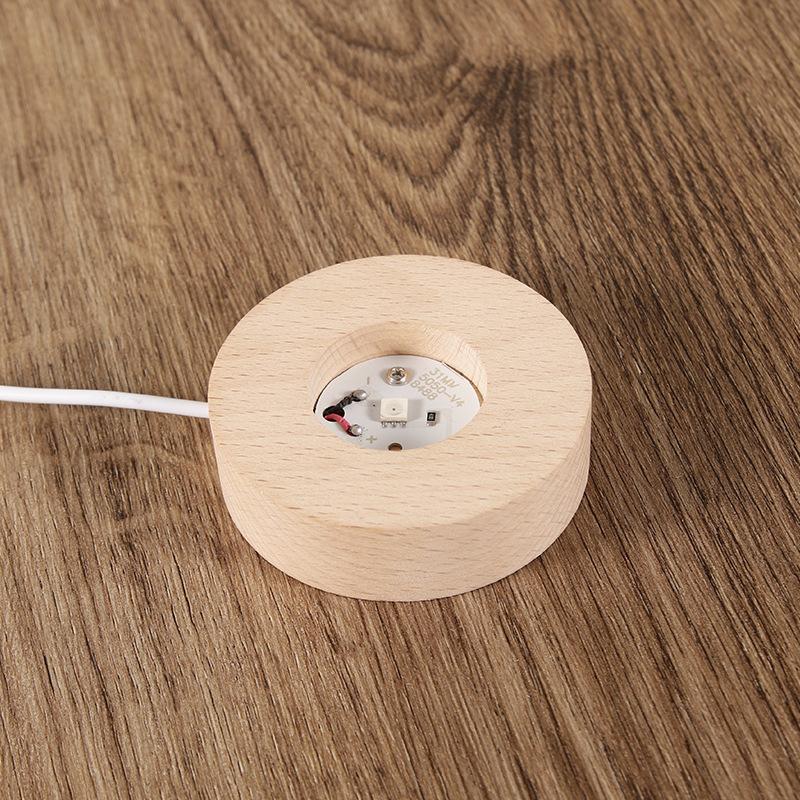Runde Holz Lichtbasis USB mit Schalter LED-Licht Drehbarer Präsentationsständer Lampensockel Heimdeko