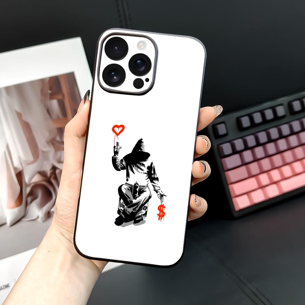 Graffiti-Künstler B-Banksy Handyhülle Für iPhone 16 15 14 13 12 11 PRO MAX PLUS Mini TPU Weich Hautfreundliche Hülle