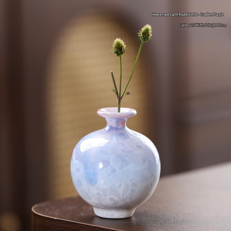 Crystalline Glaze Mini Ceramic Vase - Creative Home Desktop Ornament for Flowers