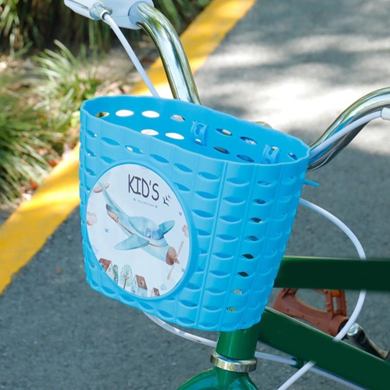 Front Handlebars Basket Waterproofs Childrens Bicycles Basket Plastic Tricycles Basket for School, Outdoor, Cyclings