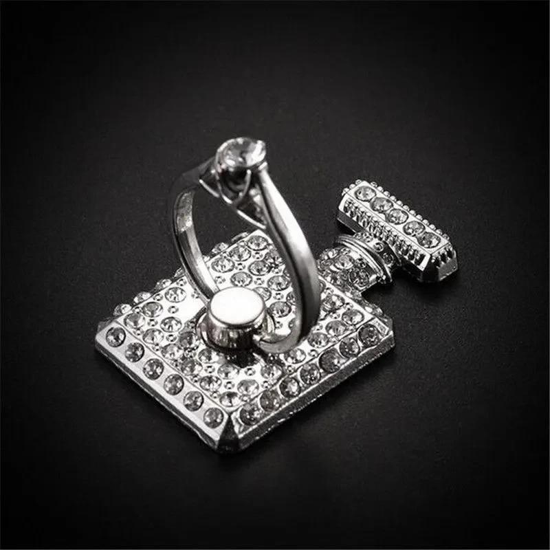 Fashion Luxury Diamond Shiny Gemstones Metal Mobile Phone Ring Bracket Phone Holder Rotatable Ring Bracket for iPhone Samsung