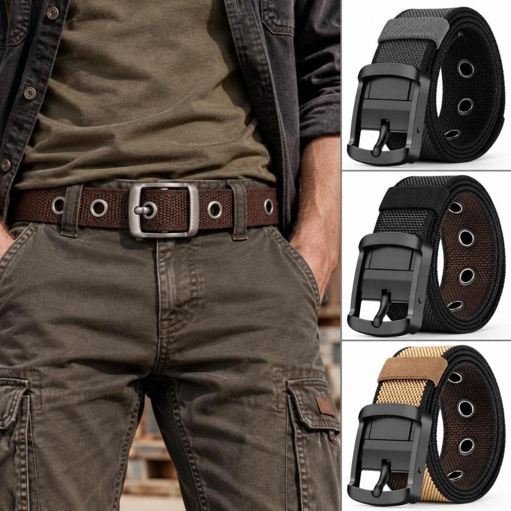 Double Sided Nylon Waist Belt 120cm Length Casual Trouser Belt Unisex Belt For Daily Casual Wear
