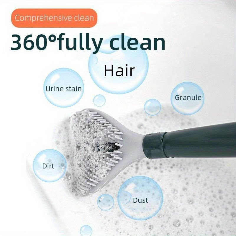 Punch-Free Wall-Mounted Soft Silicone Toilet Brush No Dead Angle Toilet Cleaning Brush Refillable Detergent Toilet Brush with Base