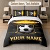 Soccer Theme Custom Text Or Name 3Pcs Bedding Set 1 Flat Sheet & 2 Pillowcases Personalized Home Bedding