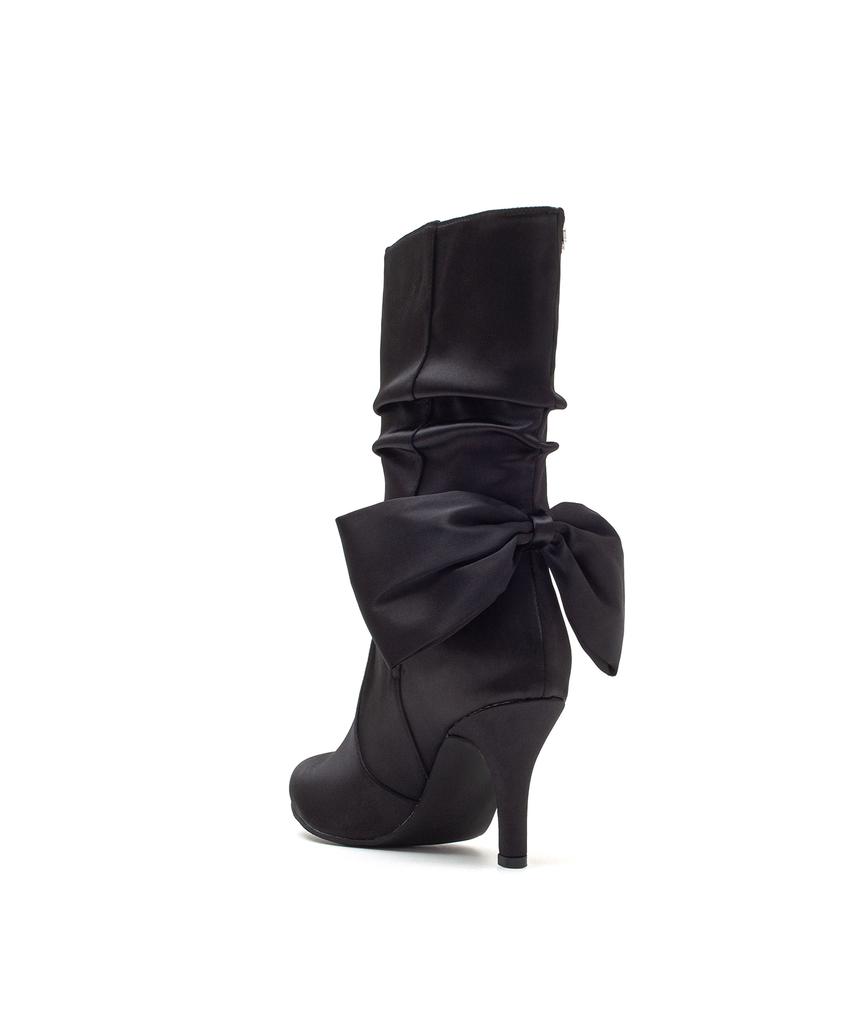 Ssimeez Satin Ribbon Heeled Boots (Black)