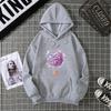 European and American printed hooded long-sleeved women's sweater large size European size loose