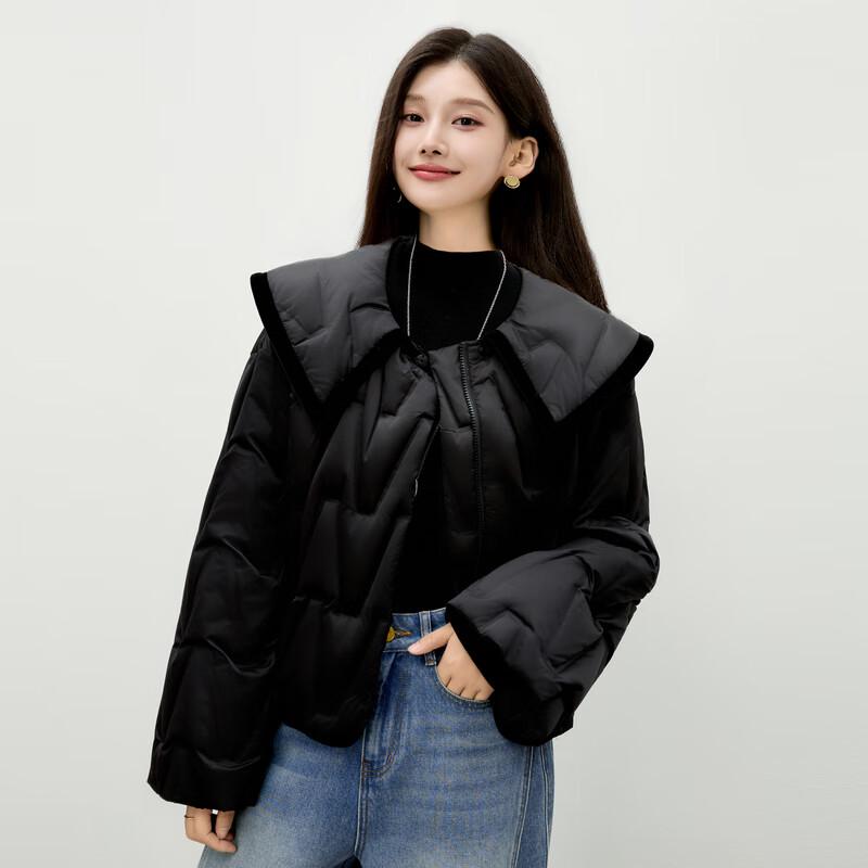 Autumn Water Elegant Women's Retro Bow Short Down Jacket