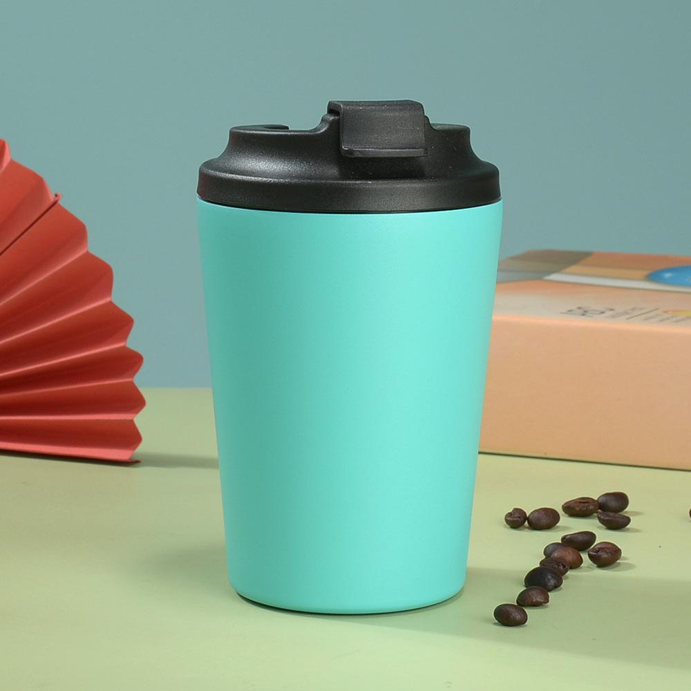 12Oz Stainless Steel Coffee Cup Thermos Cup Clamshell With Scale Inside, Simple And Portable Double-Layer Office Cup