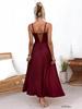 Elegant European & American Women's Pleated Spaghetti Strap Backless Dress