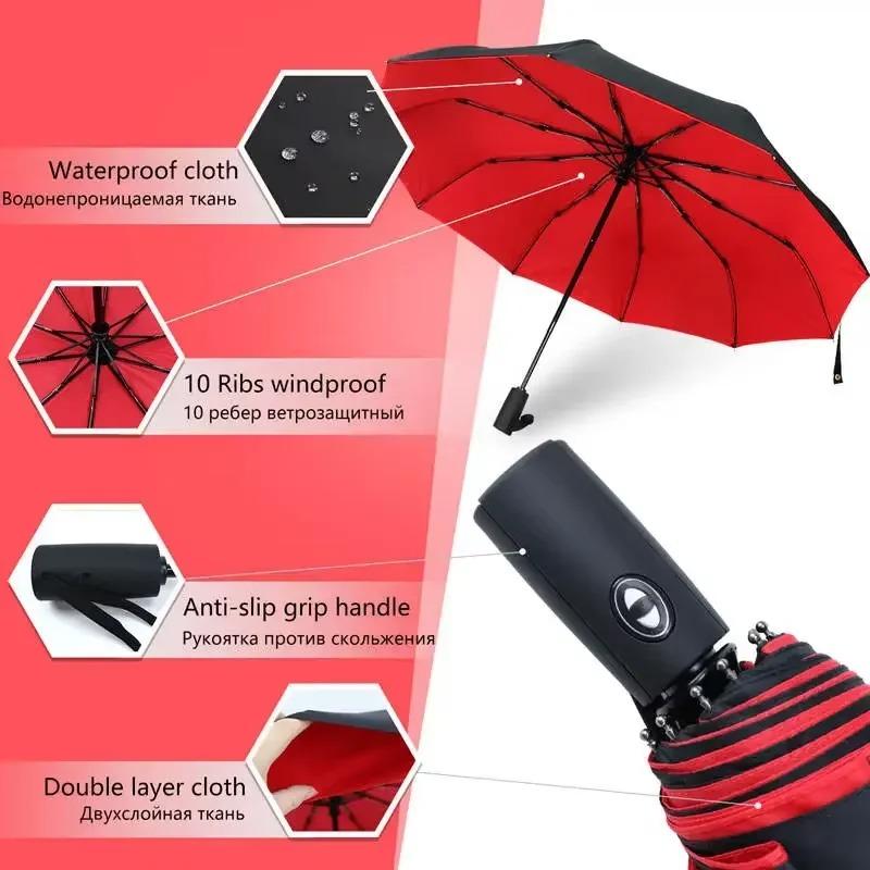 1PC Automatic Umbrella Windproof Double Layer Fully Automatic Resistant Umbrella