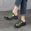 Johnature Lightweight And Thick Soled Genuine Leather Slippers Peep Toe Women's Platform Sandals