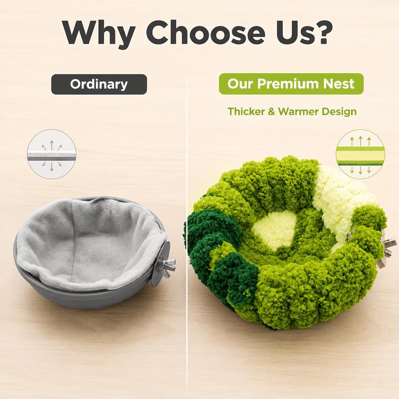 Thick Plush Warm Bird Nest Comfortable Non‑Slip Parrot Bed Perch Cage Mount Accessories For Canaries And Pet Birds Daily Rest