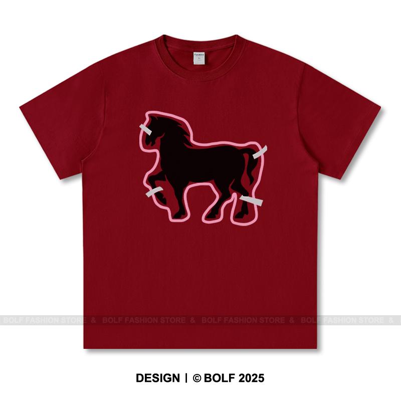 

Женская футболка с принтом лошади из бумаги, 100% хлопок, свободные футболки с народной графикой для мужчин, летние топы, уличная культурная одежда XXXL