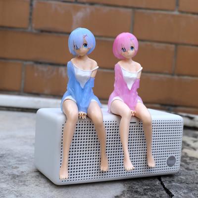 Figura Rem Ram de 14CM, Anime Re:La vida en un mundo diferente de Zero Ram Rem Siéntate Colección de PVC Figura de acción Modelo Juguetes Muñecas