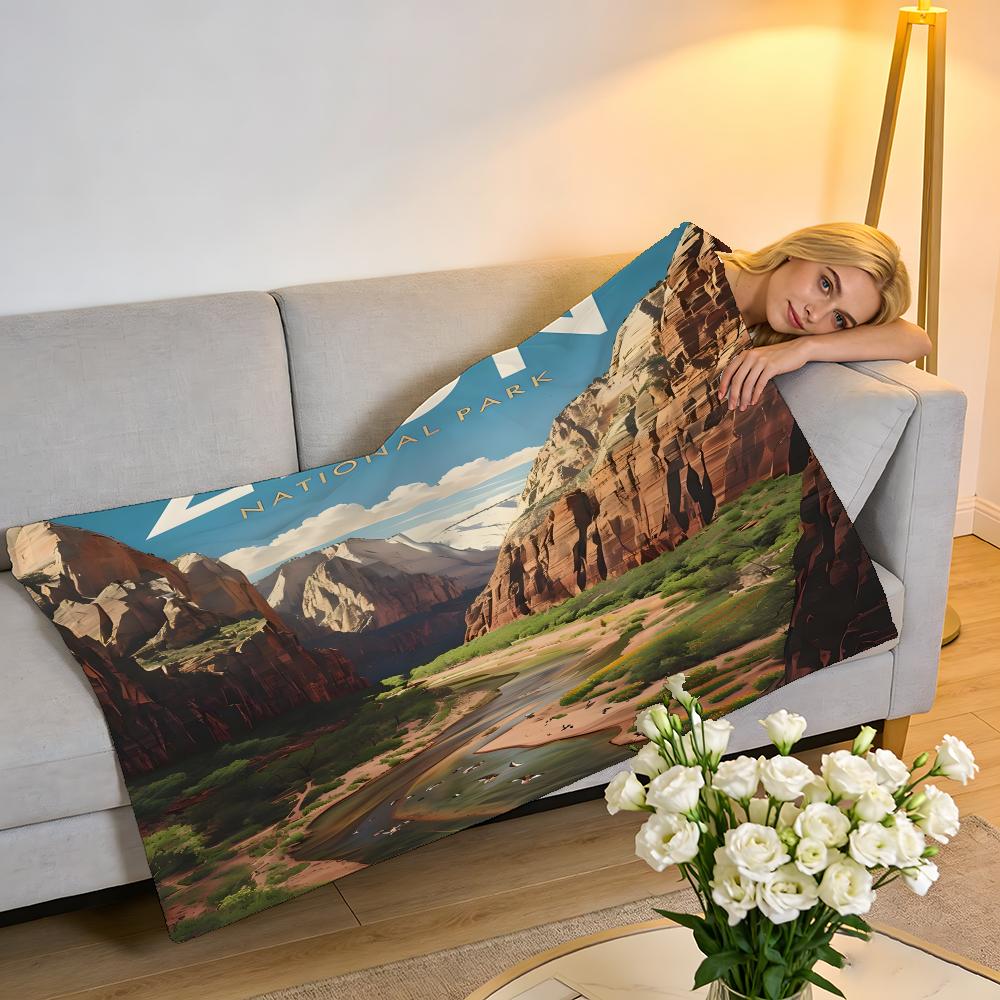 Zion National Park Throw High-Density Short Plush Blanket Soft For Sofa Air-Con Room.