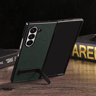 Luxusní pouzdro na telefon s vzorem liči a neviditelným stojánkem pro Samsung Galaxy Z Fold 6 5 4 3 Fold 4 Kožené obchodní kryt se stojánkem