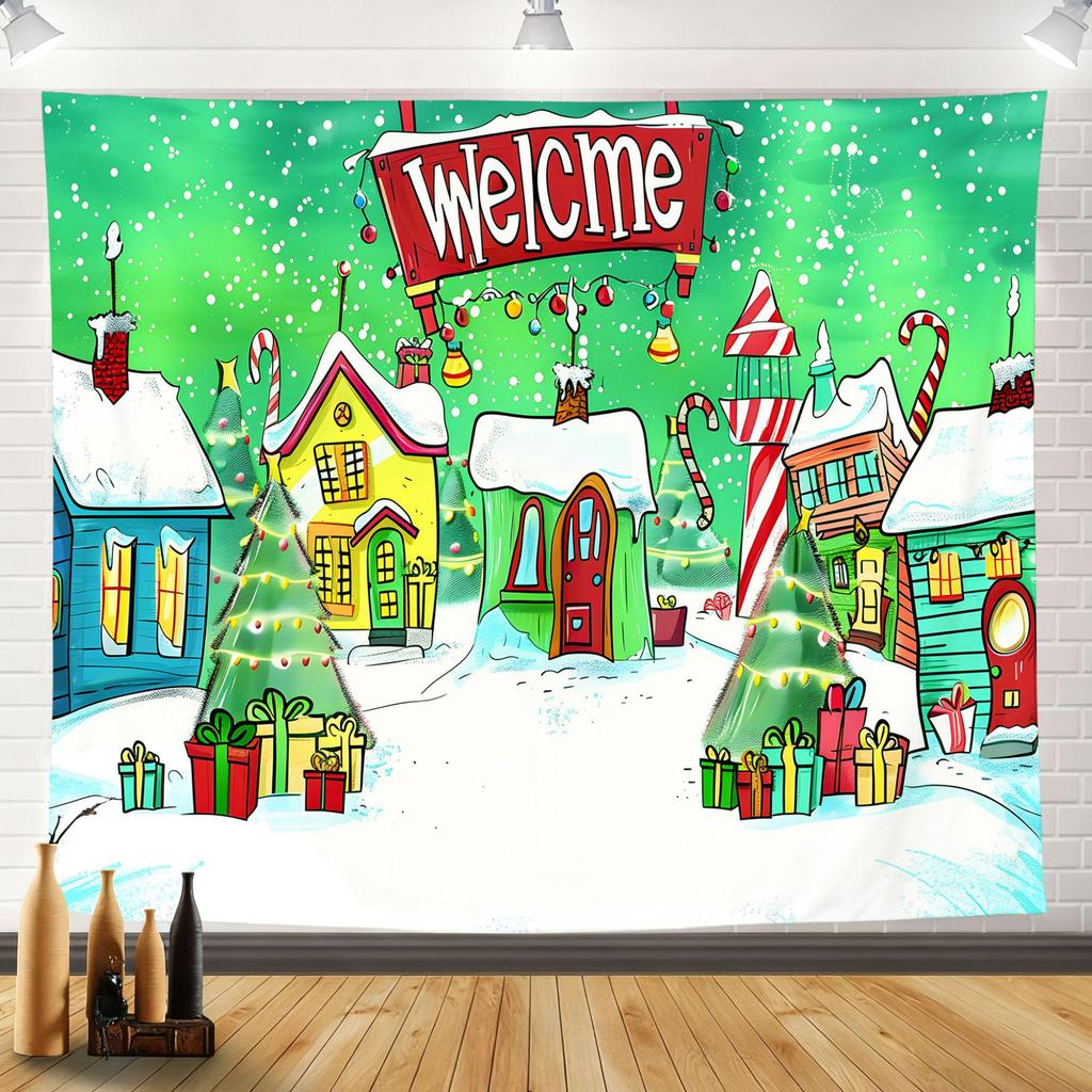 2025 Merry Christmas Tapestry: Festive Holiday Background Wall Hanging for Party Decoration