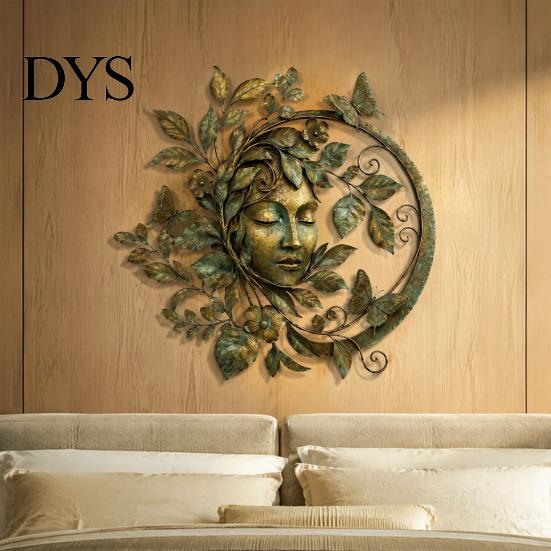 Dekorative Metallblätter und Ranken Waldgöttin Wandkunst, Eisenskulptur für Wohnzimmer Schlafzimmer, Hängendes Ornament im Bohemian Dekorstil, Natur