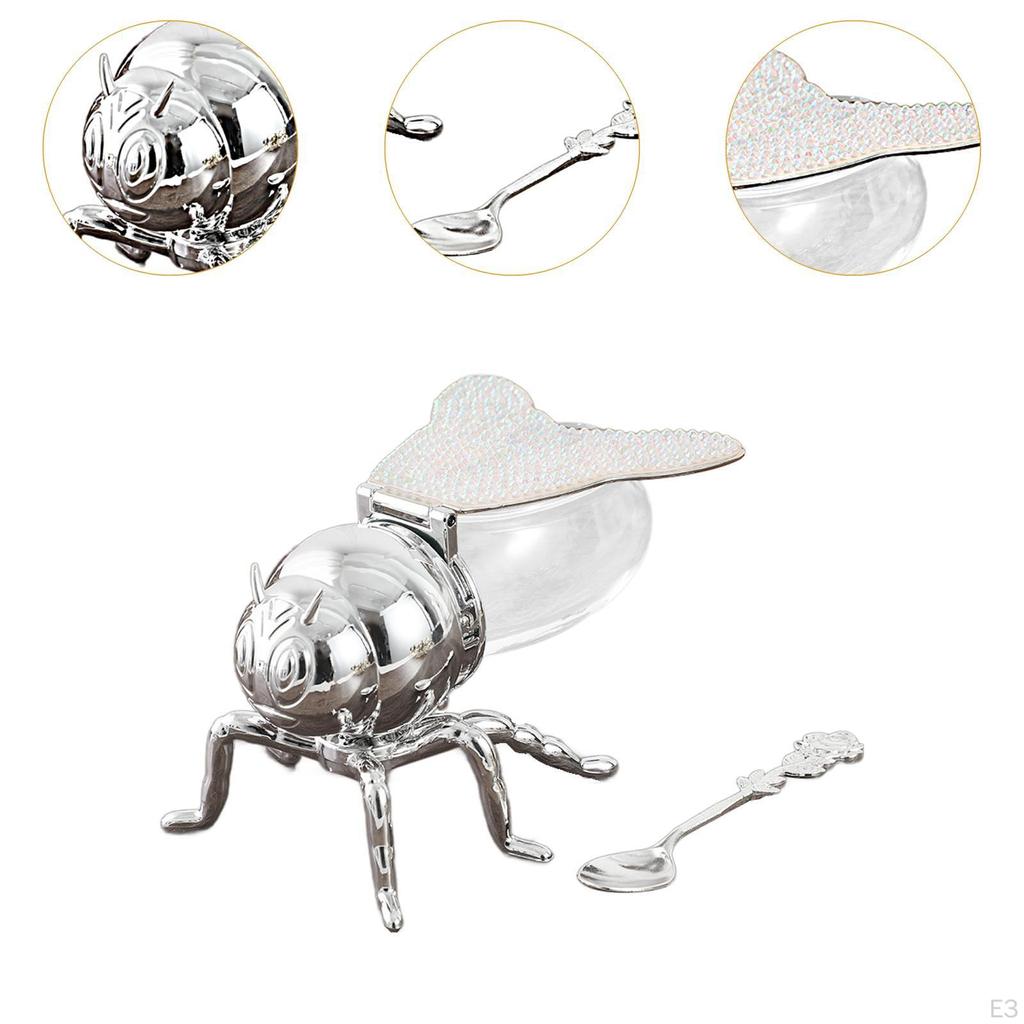 Bee Honey Jar Seasoning Ornament Multipurpose with Spoon Creative Storage Pot Condiment