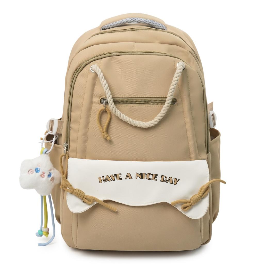Schoolbag college students high-value backpack new lightweight junior high school schoolbag ins niche multi-layer large-capacity backpack