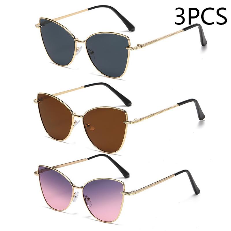 New Retro Metal Small Frame Cat-eye Sunglasses Womean Style European And American Fashion Street Photo Decorative Sungla Uv400