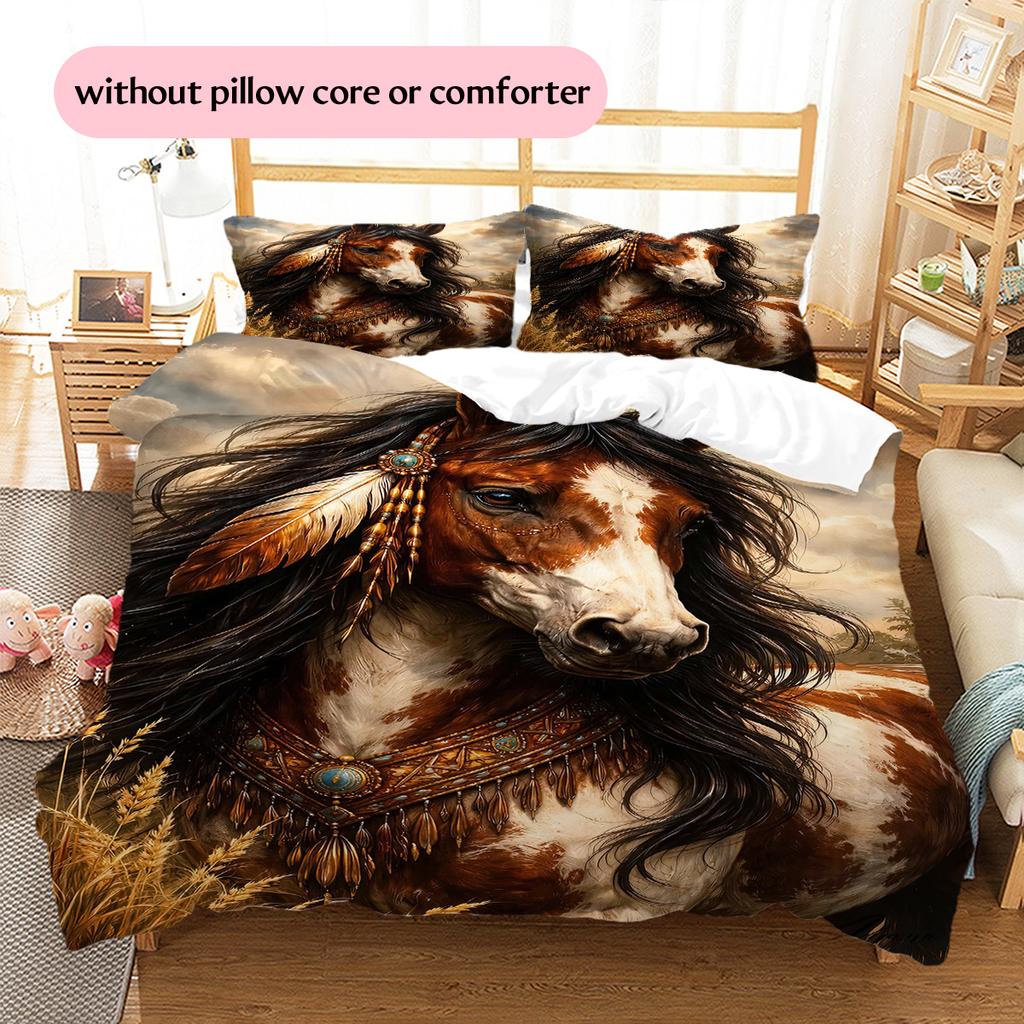 1PC Horse Bedding Quilt Set Quilt Cover Pillowcase Home Decoration Birthday Gift (1 * duvet cover + 15 * pillowcase, without core)