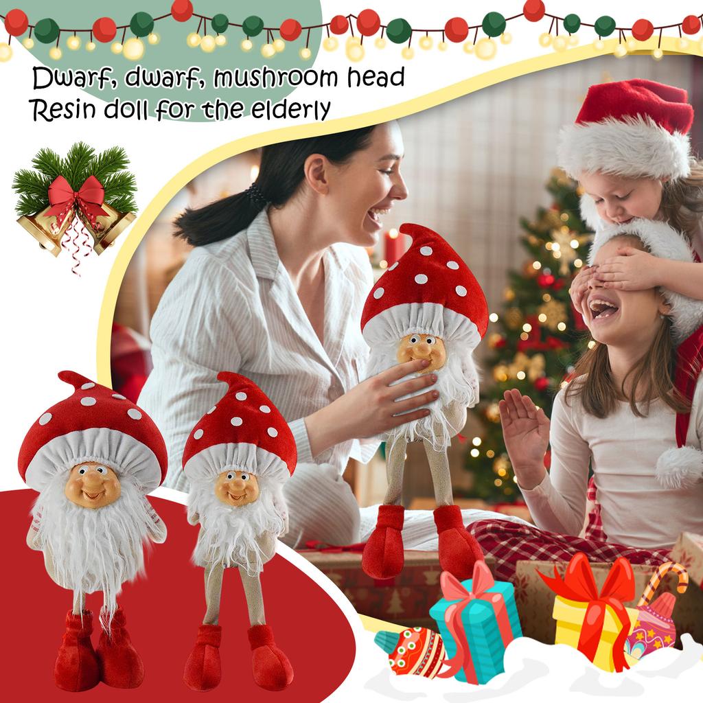 Christmas Decorations, Dwarf Ornaments,  Headed Elderly People, Resin Faced Dolls, Hanging Legs, Finely Decorated Ornaments