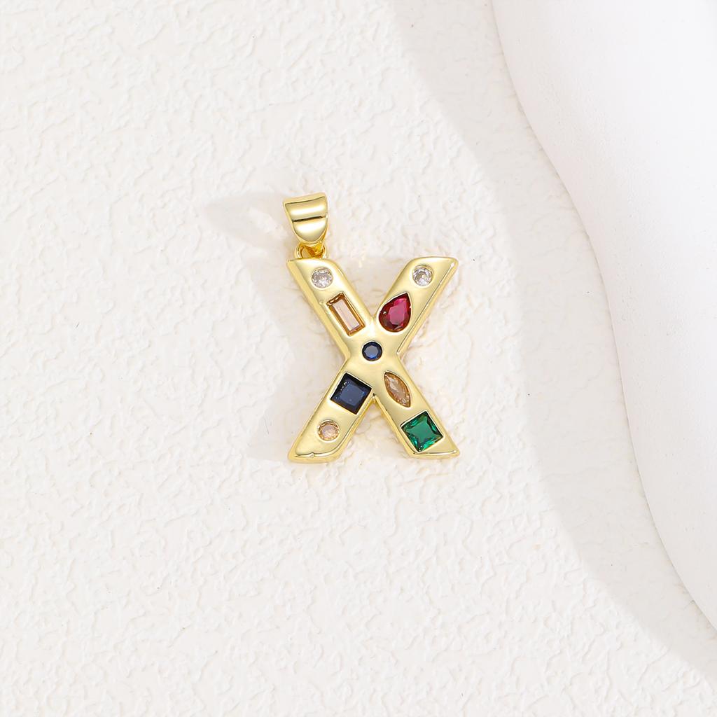 Multicolor Zircon A-Z Letters Pendant Necklace Crystal Water Drop 26 letters Pendant Necklace Gold Plated  Gift for Women